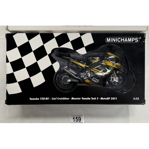 159 - A Minichamps 1/12 Cal Crutchlow signed 2011 Yamaha YZR-1 with COA & Universal hobbies Honda RC30