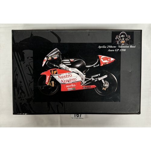 167 - 2 Minichamps 1/12 Valentino Rossi autographed motorbikes. Asprilia 250cc Assen 1998 & Honda RC2IIV R... 