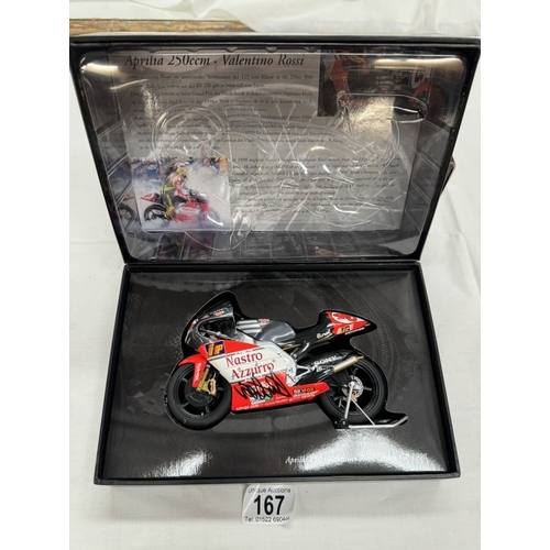 167 - 2 Minichamps 1/12 Valentino Rossi autographed motorbikes. Asprilia 250cc Assen 1998 & Honda RC2IIV R... 