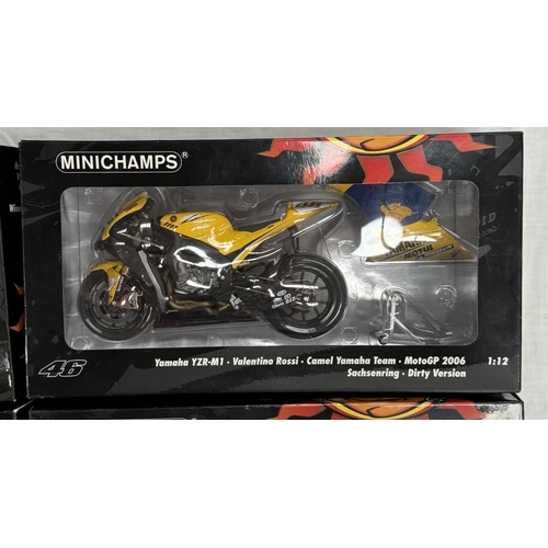 183 - 4 Minichamps Valentino Rossi & Colin Edwards motorcycles. Honda VTR1000, Yamaha YZR-M1 & Ducati