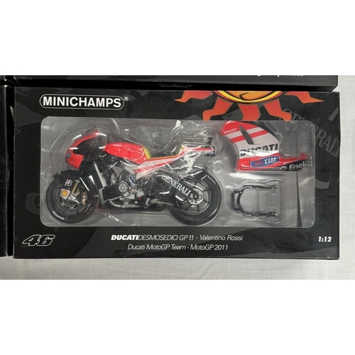 183 - 4 Minichamps Valentino Rossi & Colin Edwards motorcycles. Honda VTR1000, Yamaha YZR-M1 & Ducati