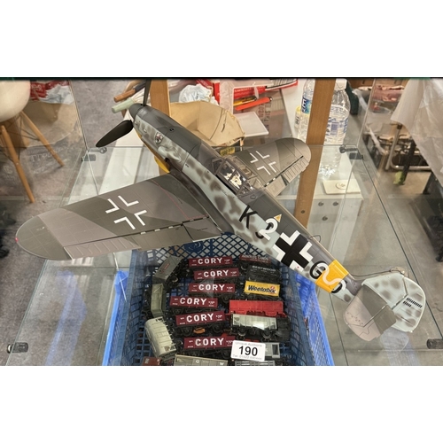 190 - A large plastic model of a German WW2 Messerschmitt plane by Blue Box Toys. Length 51cm Width 56cm