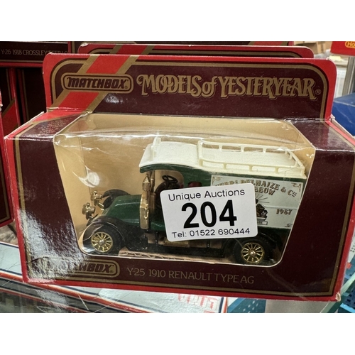 204 - 13 Matchbox boxed models of Yesteryear diecast vehicles