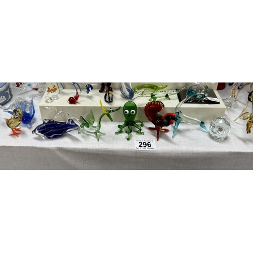 296 - A large lot of glass animal figures etc