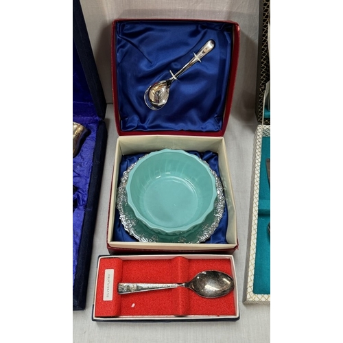 303 - A vintage cutlery table with cutlery & Large quantity of cutlery sets etc. COLLECT ONLY.