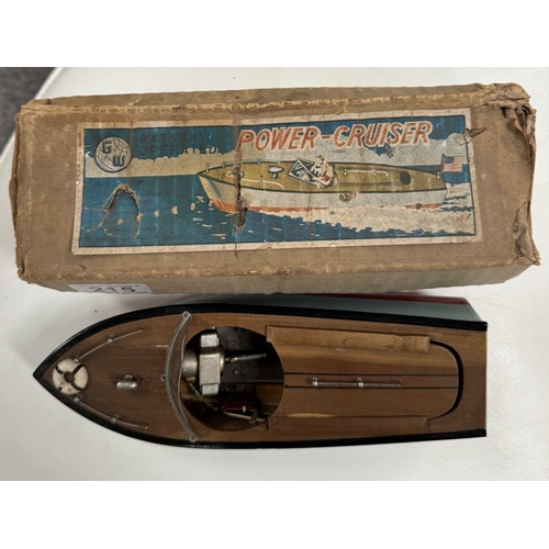 215 - A TN Nomura Japan boxed wooden battery operated power cruiser model boat