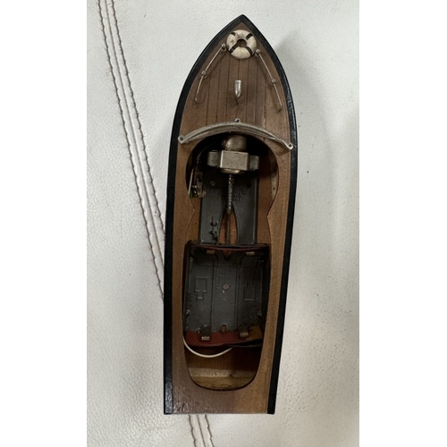 215 - A TN Nomura Japan boxed wooden battery operated power cruiser model boat