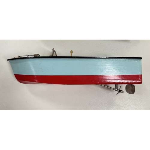 215 - A TN Nomura Japan boxed wooden battery operated power cruiser model boat