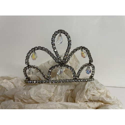 669 - A Vintage Tiara and a Two strand crystal necklace