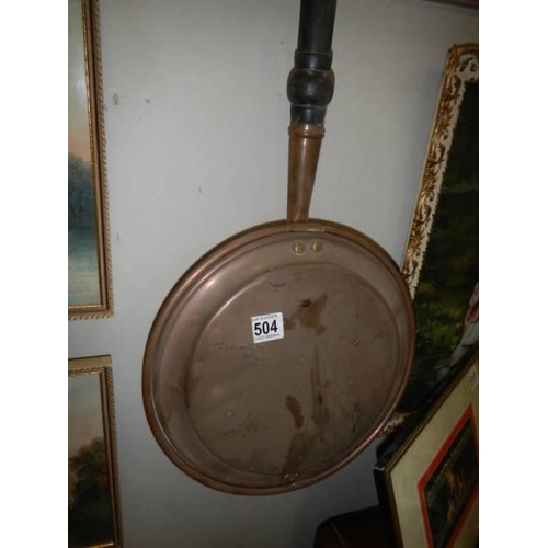 504 - A large Victorian bed warming pan, COLLECT ONLY.