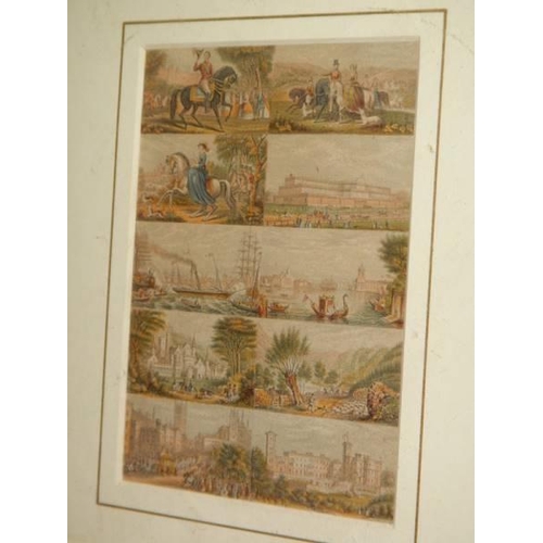 509 - A framed and glazed collage of ten miniature Baxter prints. COLLECT ONLY