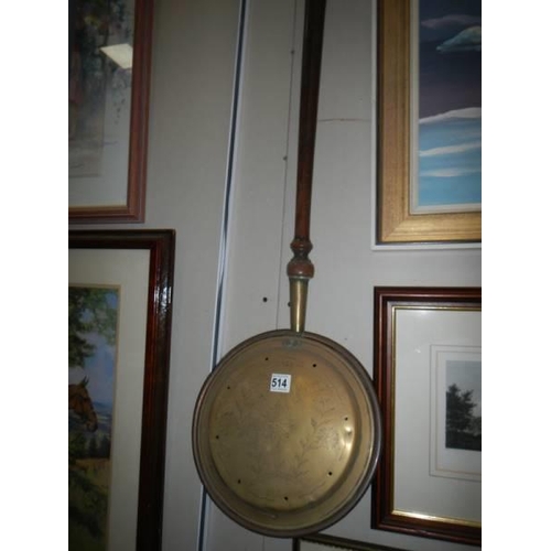 514 - A Victorian copper warming pan, COLLECT ONLY.