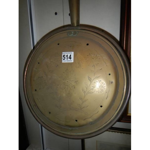 514 - A Victorian copper warming pan, COLLECT ONLY.