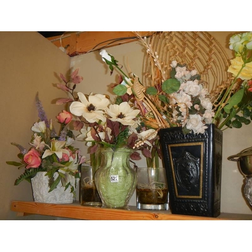 521 - A mixed lot of faux flowers, some in vases. COLLECT ONLY