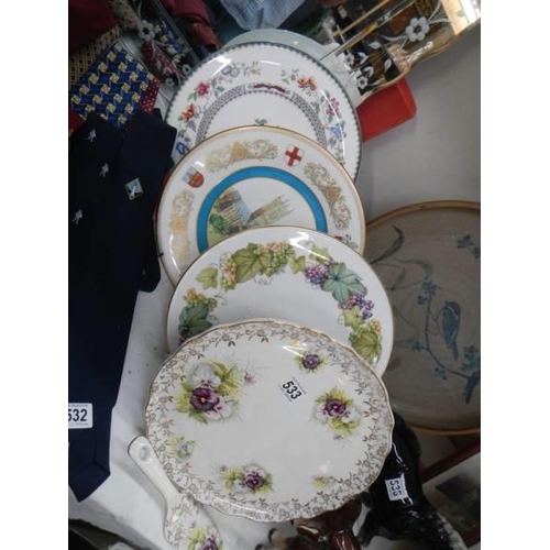 533 - A quantity of cake plates including Spode.