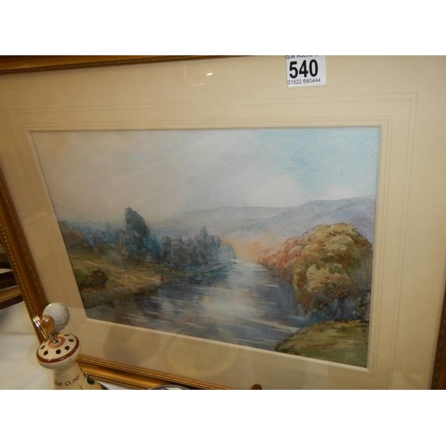 540 - A good framed and glazed unsigned river scene watercolour, COLLECT ONLY