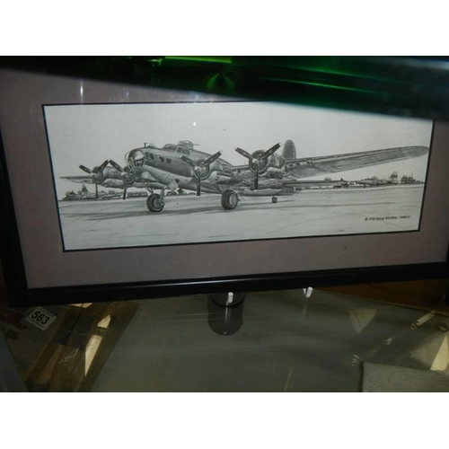 569 - Three framed and glazed aeronautical pictures. COLLECT ONLY.