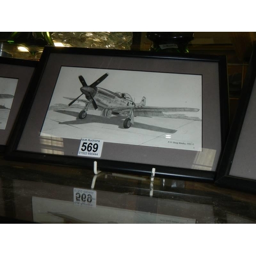 569 - Three framed and glazed aeronautical pictures. COLLECT ONLY.