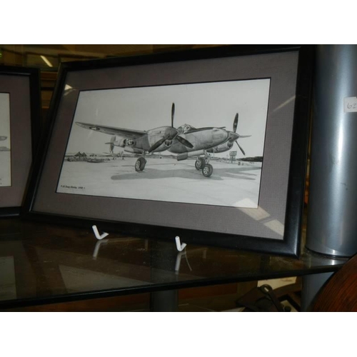 569 - Three framed and glazed aeronautical pictures. COLLECT ONLY.