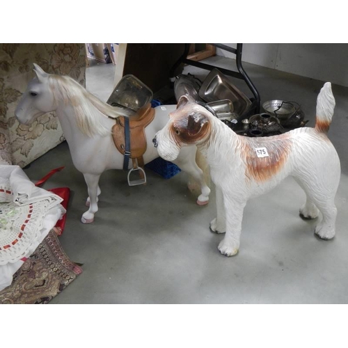 575 - A large toy horse and a terrier dog. COLLECT ONLY.