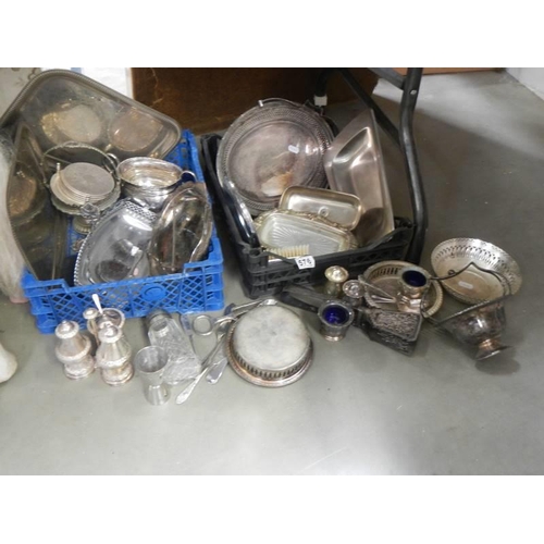 576 - Two large boxes of silver plate items. COLLECT ONLY