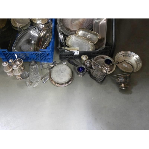 576 - Two large boxes of silver plate items. COLLECT ONLY