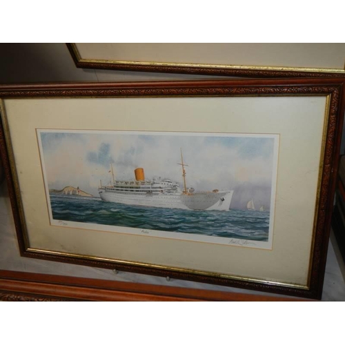 577 - Three good framed and glazed nautical scenes, COLLECT ONLY.