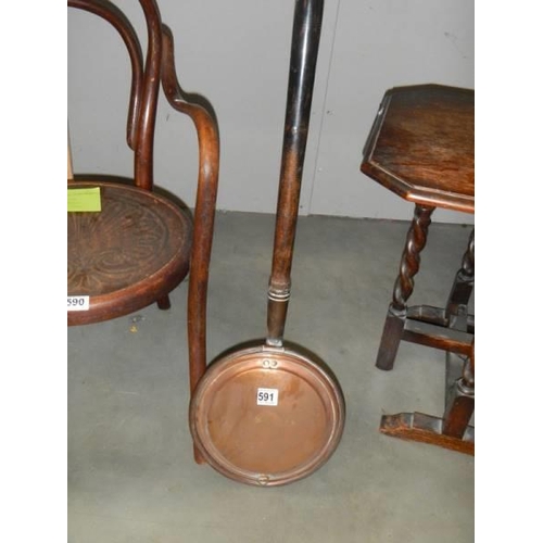 591 - A Victorian copper warming pan, COLLECT ONLY.