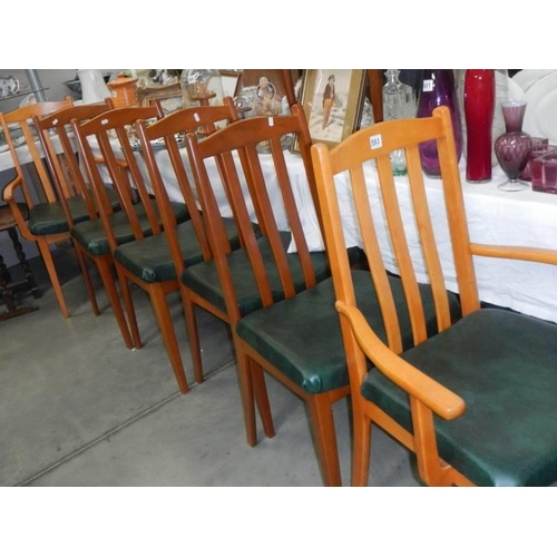 593 - A good set of six chairs with leatherette seats, COLLECT ONLY.