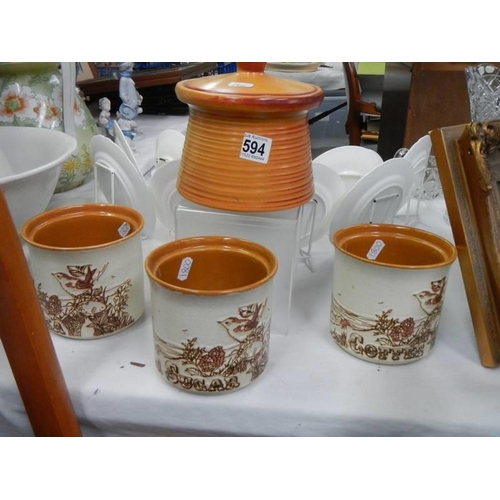 594 - A quantity of Ashdale pottery including unlidded tea, coffee & sugar pots.