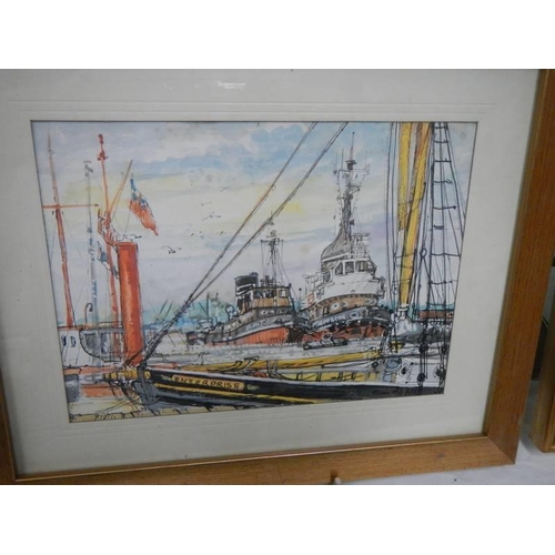 602 - Three framed and glazed nautical themed watercolours COLLECT ONLY.