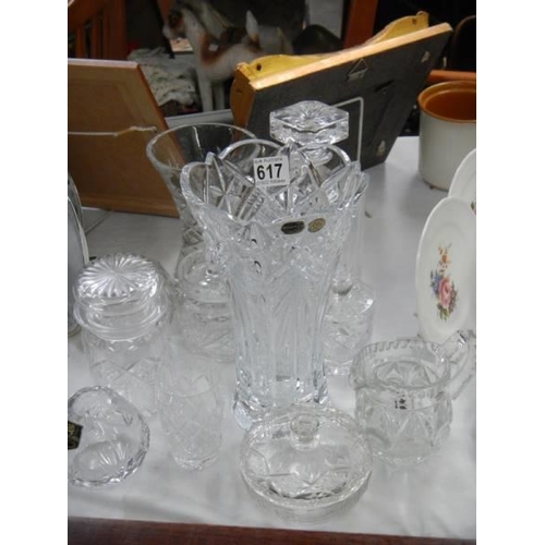 617 - A mixed lot of cut glass vases etc. COLLECT ONLY.