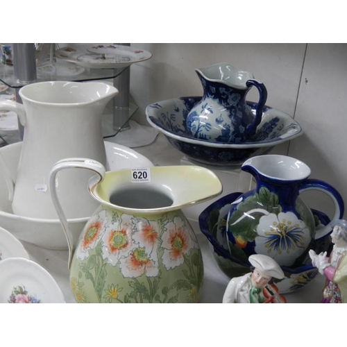 620 - Four assorted jug and basin sets. COLLECT ONLY.