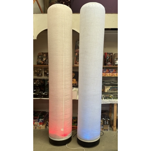 316 - 2 LED Aircone DMX colour changing inflatable pillars. Approximately 9ft tall x 18 inch diameter