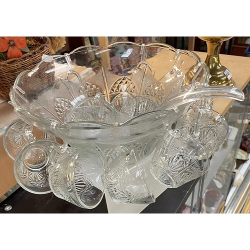 699 - A Punch bowl with 10 cups and ladle COLLECT ONLY