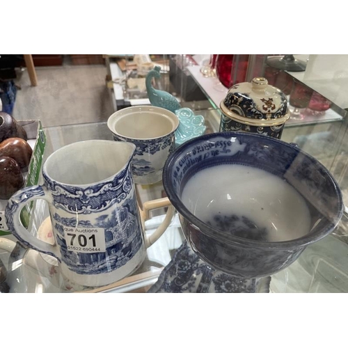 701 - A quantity of pottery including jug, and peacock ring dish COLLECT ONLY