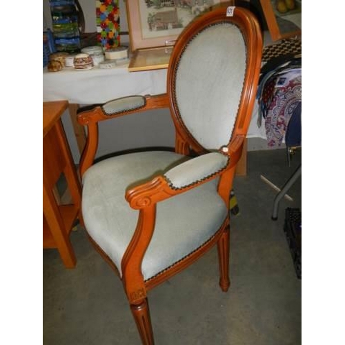 631 - A late 20th century mahogany framed bedroom chair, COLLECT ONLY.