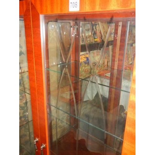 708 - A modern mahogany display cabinet, COLLECT ONLY.