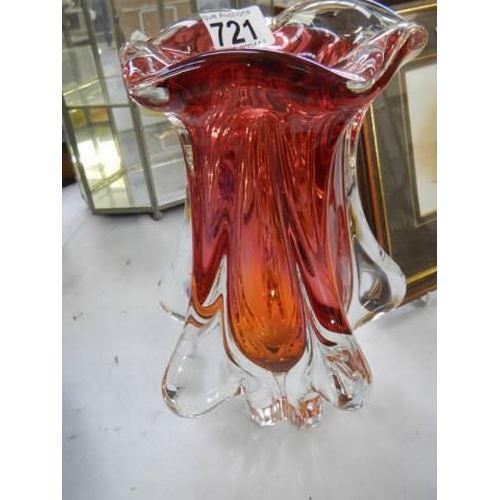 721 - A Czechoslovakian glass vase by Chribska Glass