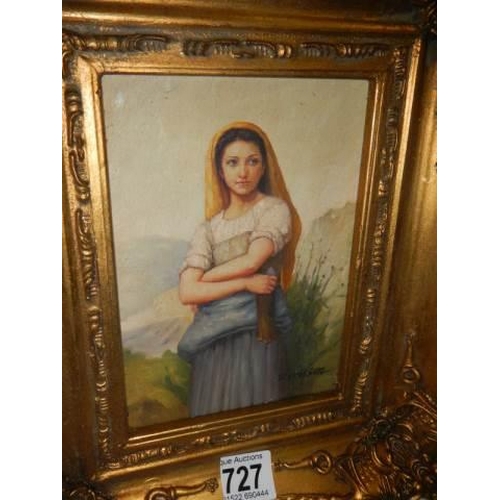 727 - A gilt framed study of a lady.