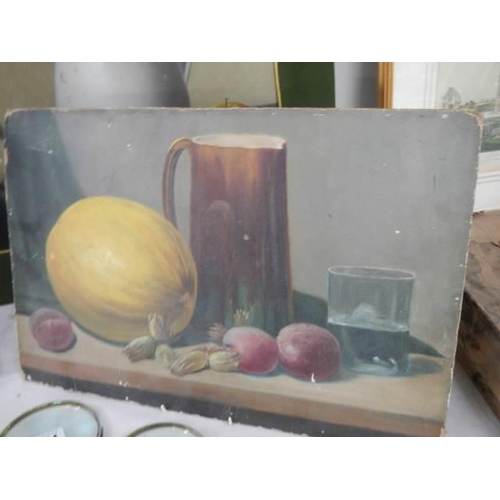 730 - Three good still life paintings on board, COLLECT ONLY.