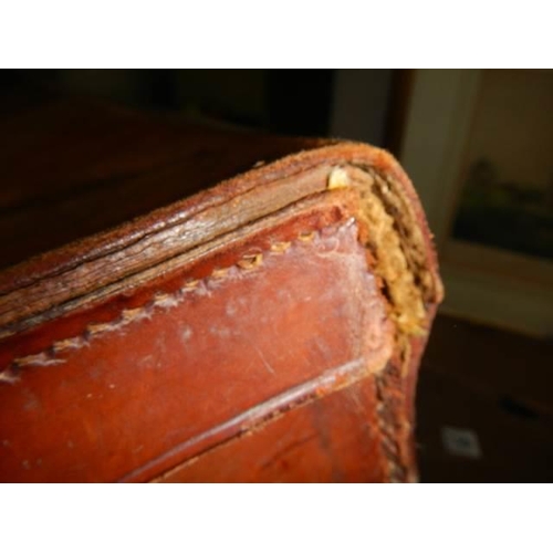 732 - An old leather briefcase, a/f.