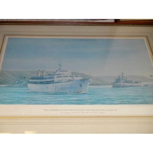 767 - A set of five prints of cruise liners, three signed Andrew Dibben. COLLECT ONLY.