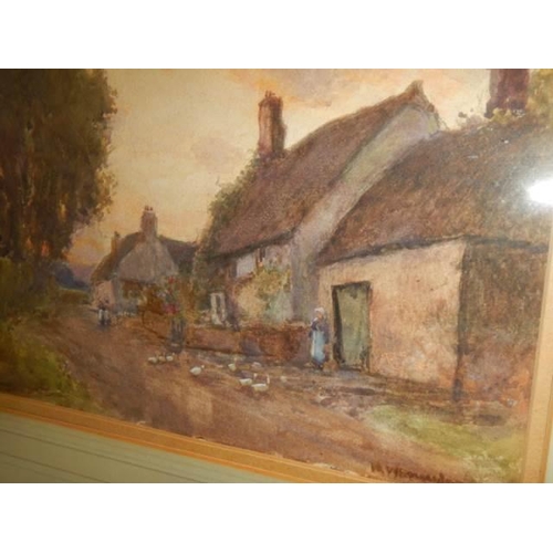 775 - A good early 20th century framed and glazed signed rural watercolour, COLLECT ONLY.