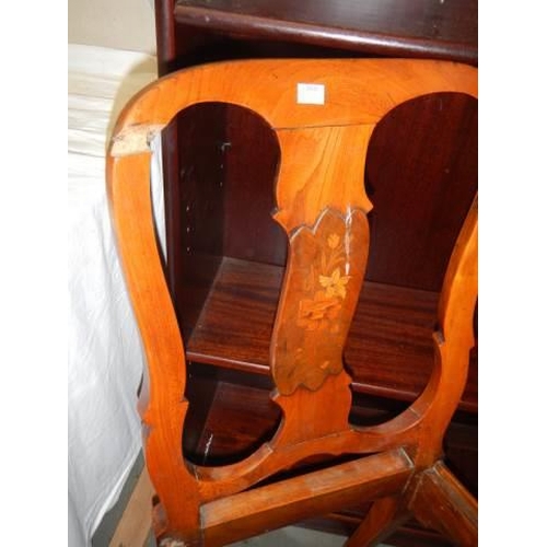 787 - A set of four Dutch style inlaid dining chairs, missing insert seats. COLLECT ONLY.