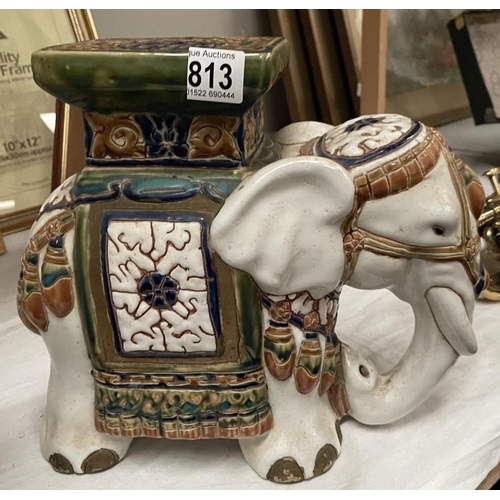 813 - 2 large ceramic elephant stools/plant stands . 1 A/F COLLECT ONLY