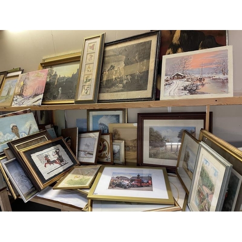 821 - A collection of 60+ framed pictures COLLECT ONLY