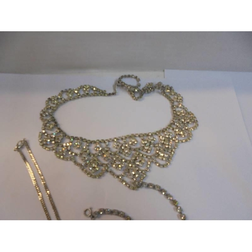 1138 - Seven good diamonte' necklaces.