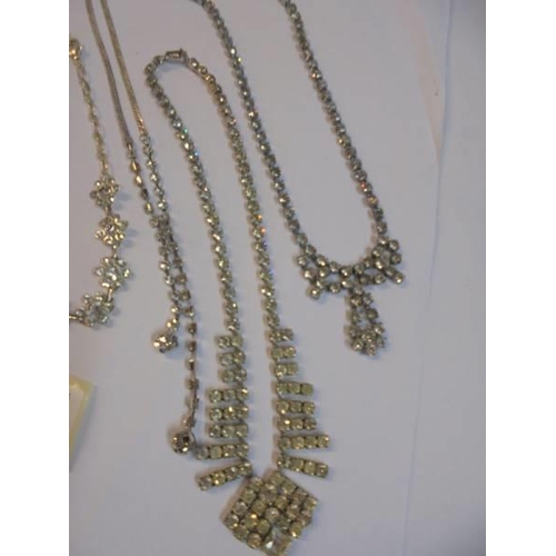 1138 - Seven good diamonte' necklaces.