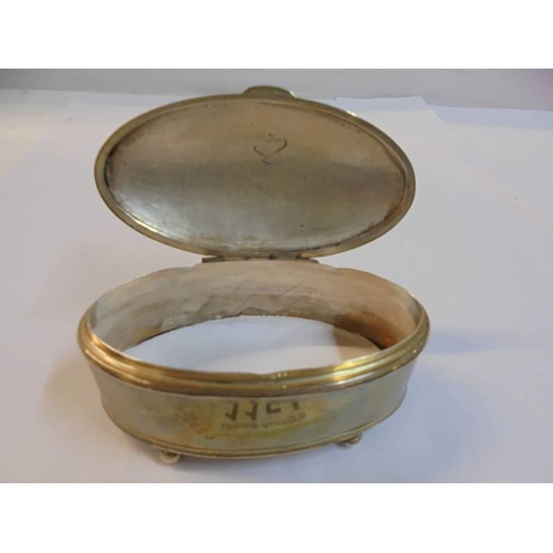 1154 - An oval silver dressing table trinket box.